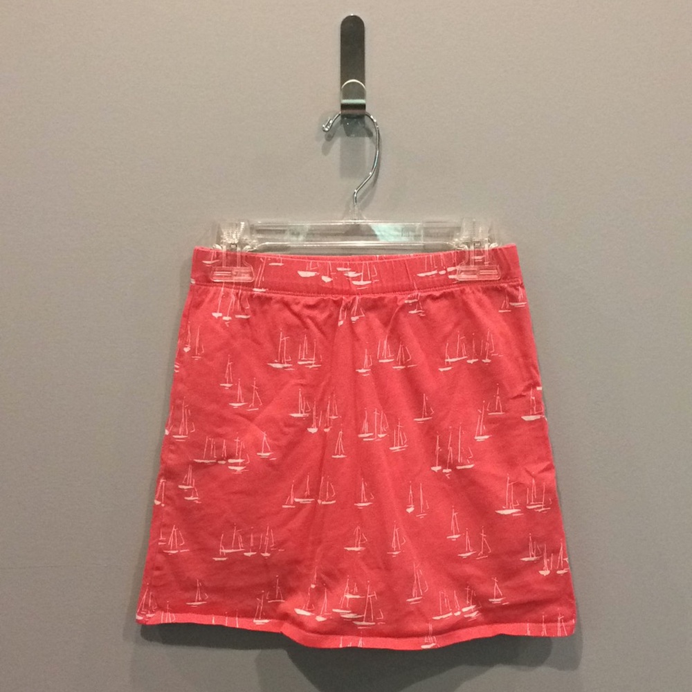 Lands End Kids Salmon‎ Pink Sailboats Jersey Skirt